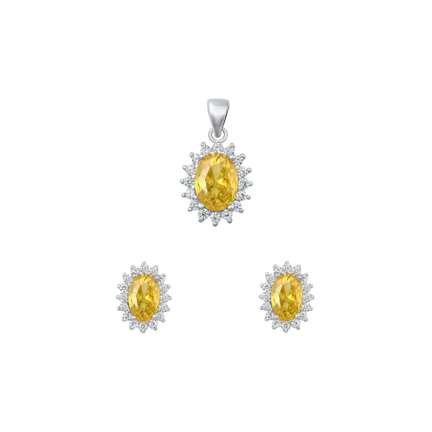 Silver CZ Set - Yellow CZ