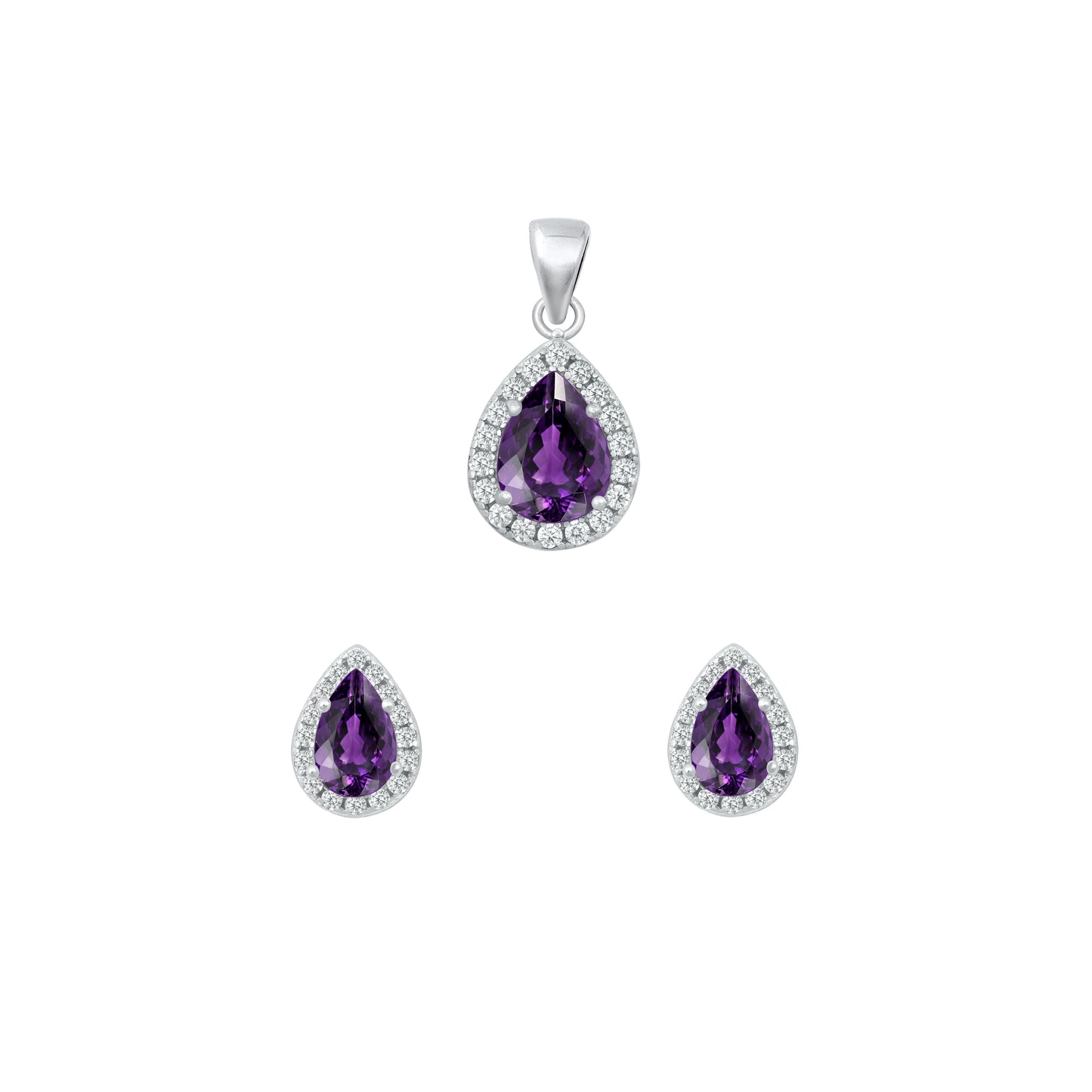 Silver CZ Set - Amethyst CZ