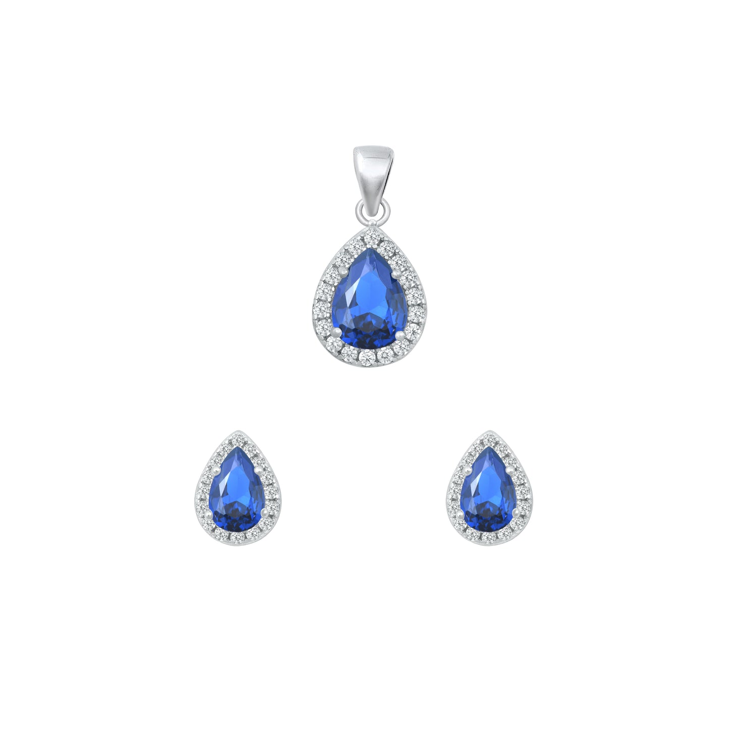 Silver CZ Set - Blue Sapphire CZ
