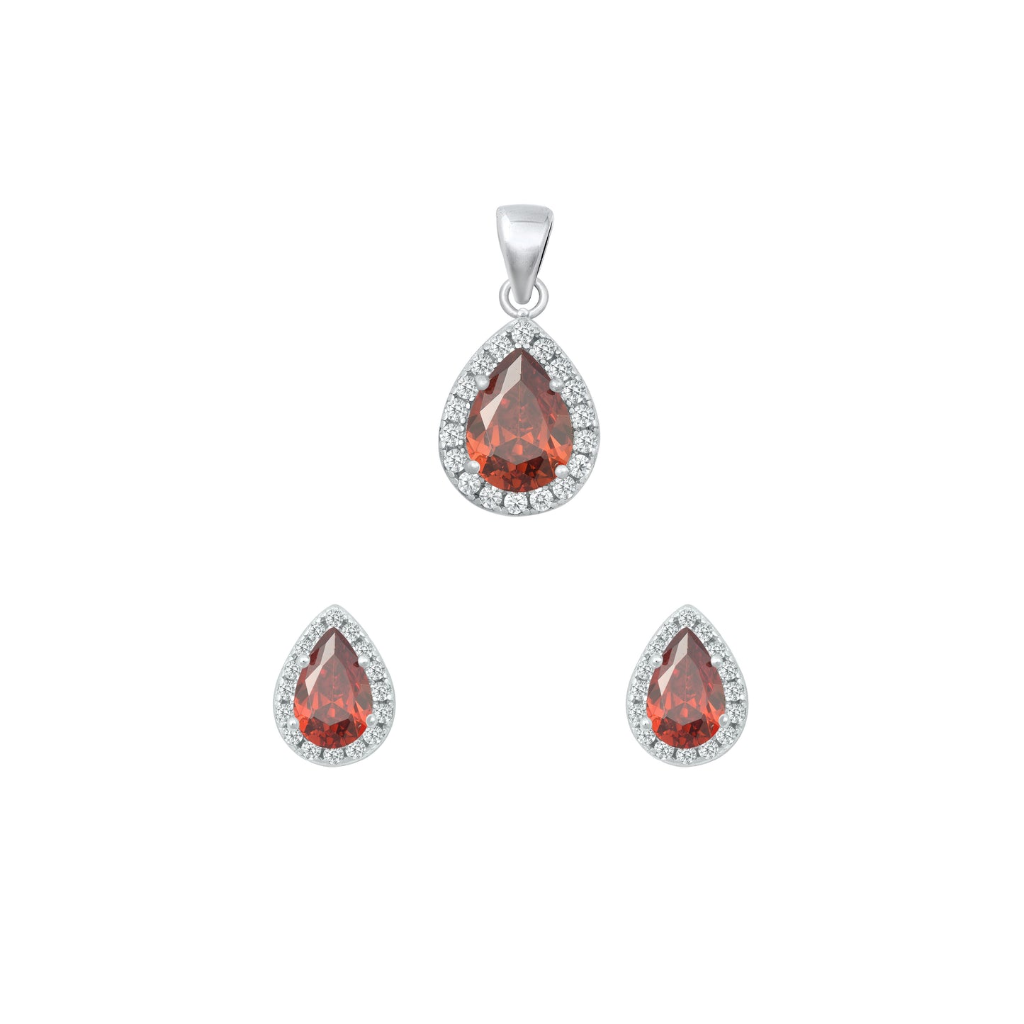 Silver CZ Set - Garnet CZ