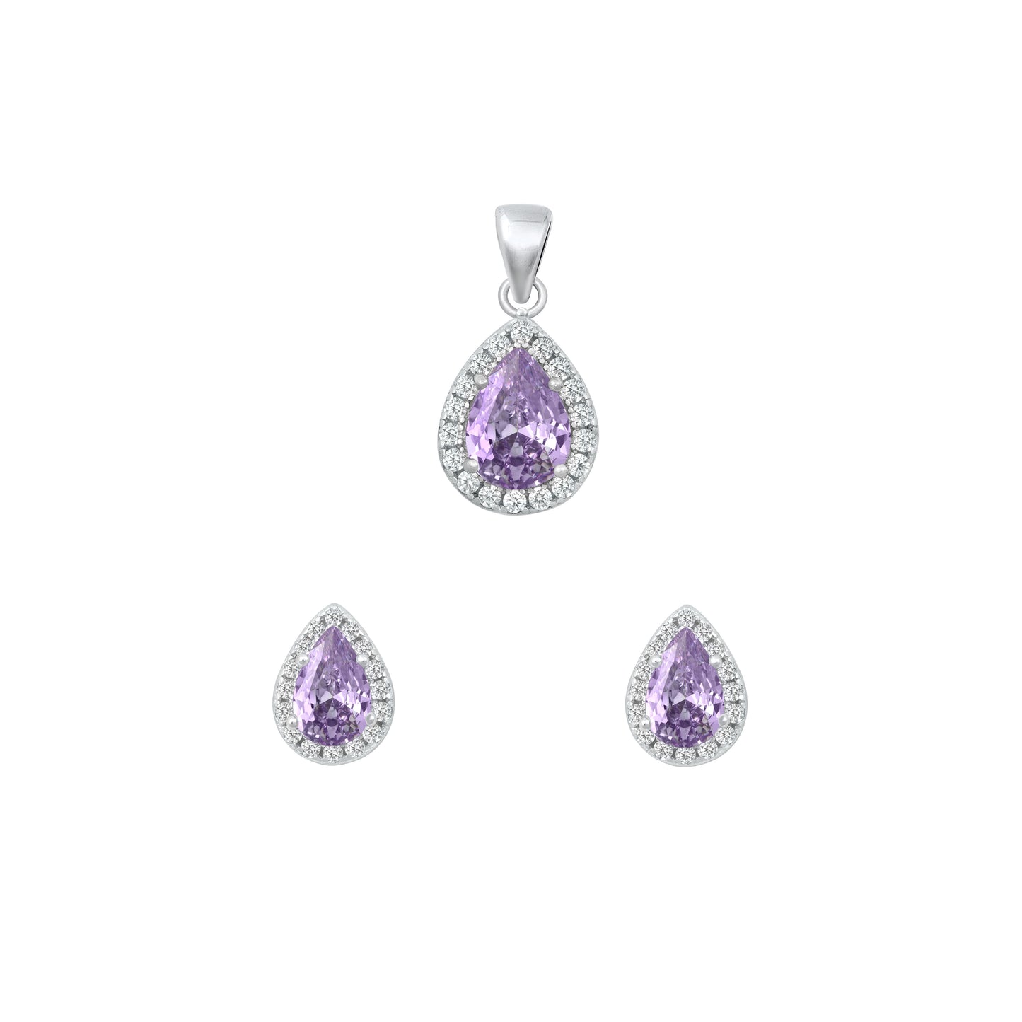 Silver CZ Set - Lavender CZ