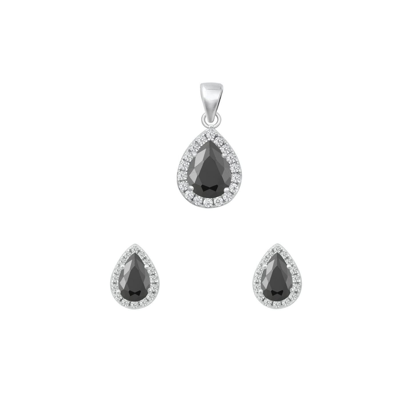 Silver CZ Set - Black CZ