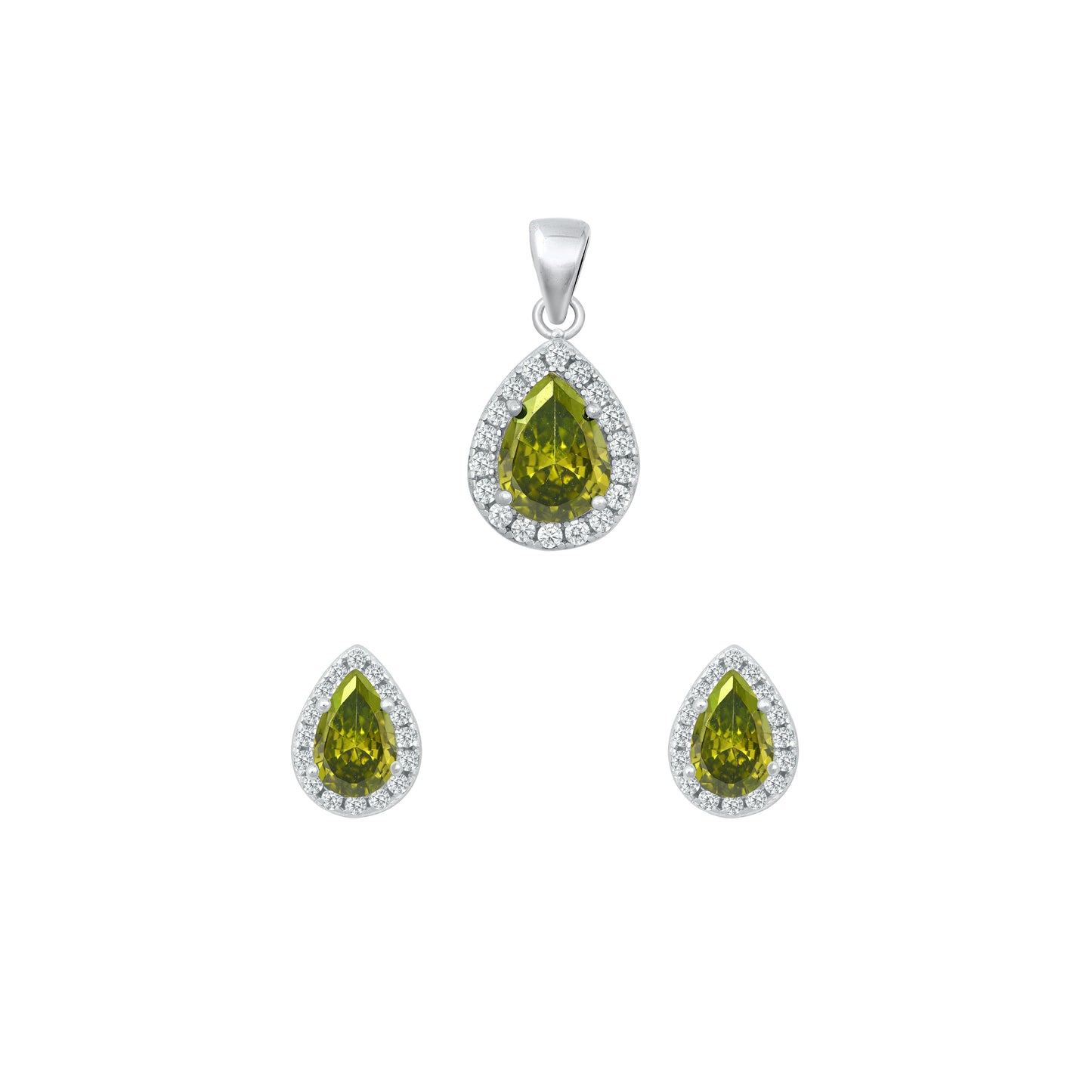 Silver CZ Set - Peridot CZ