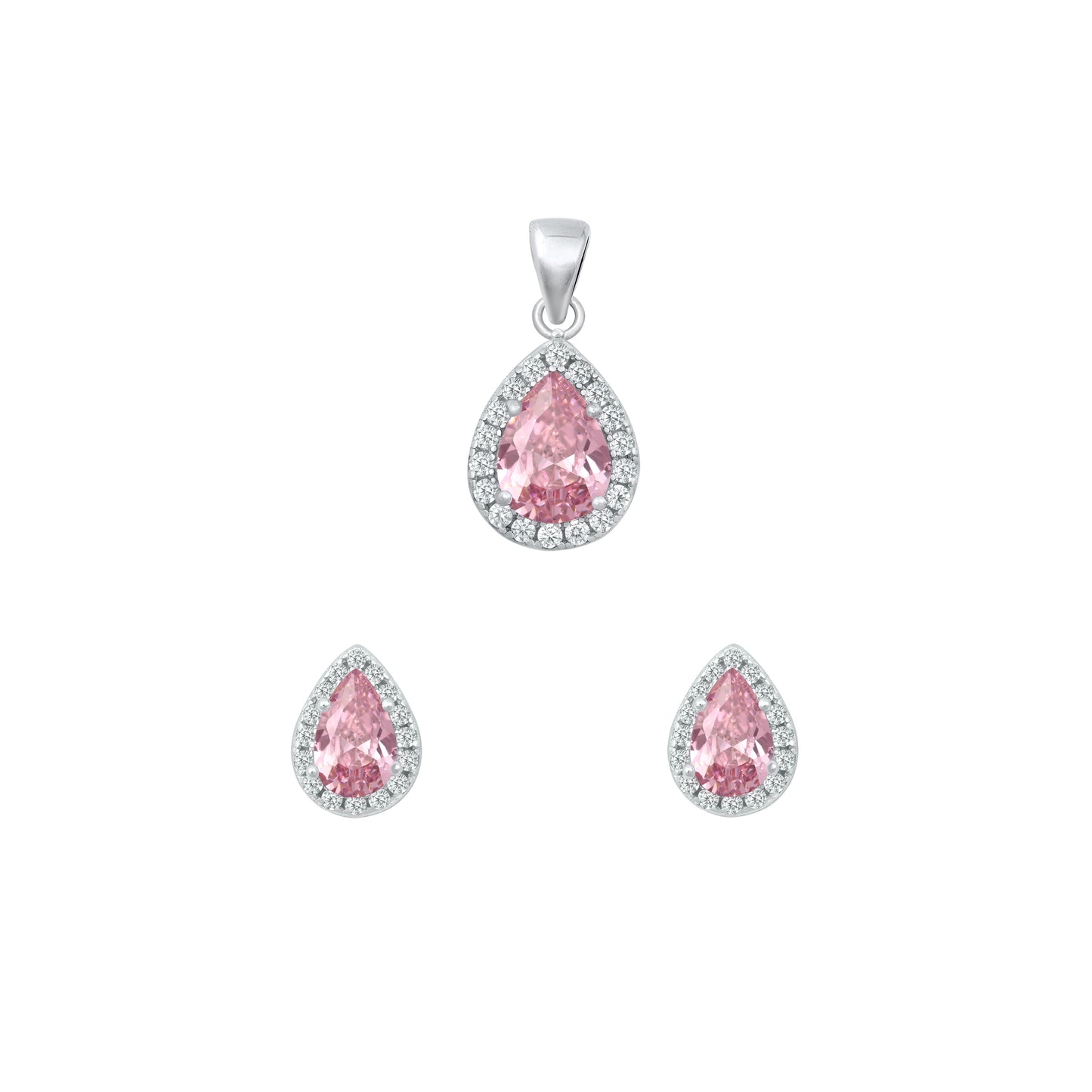Silver CZ Set - Pink CZ