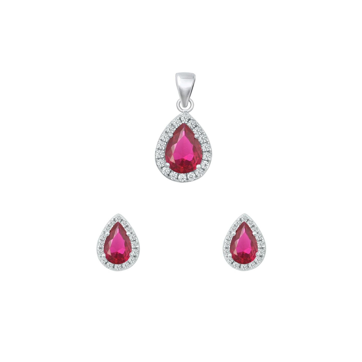 Silver CZ Set - Ruby CZ