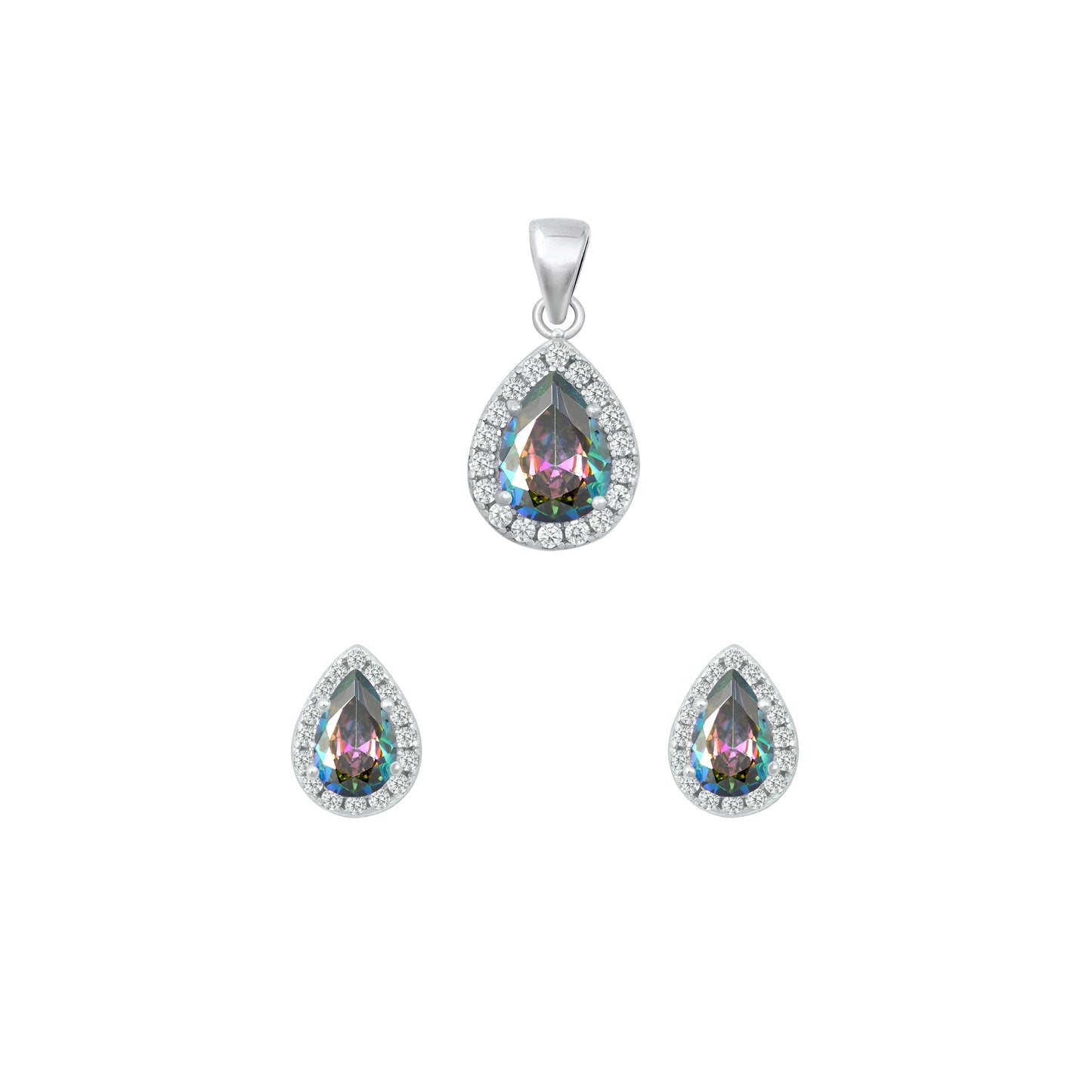 Silver CZ Set - Rainbow Topaz CZ
