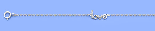 Silver CZ Anklet - Love