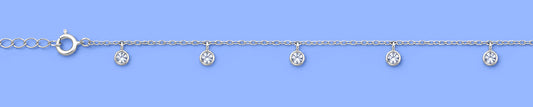 Silver Round Stone Charm Anklet