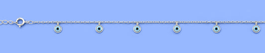 Silver Round Stone Charm Anklet