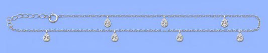 Silver Tear Drop Stone Charm Anklet
