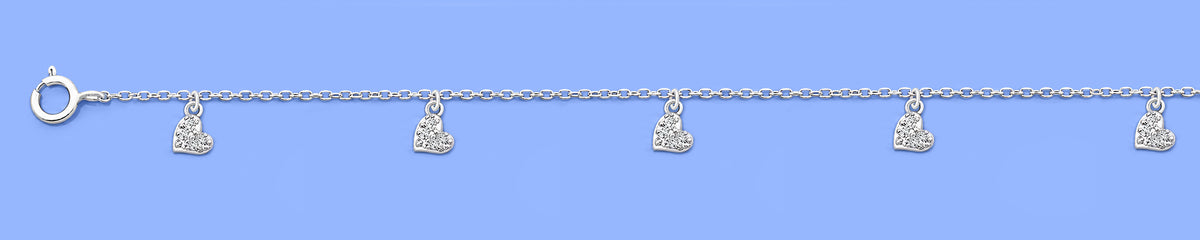 Silver CZ Anklet