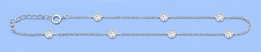 Silver Station Round Stone Anklet