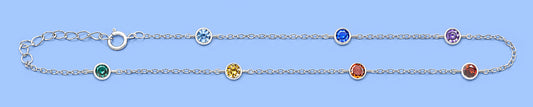 Silver Station Round Stone Anklet