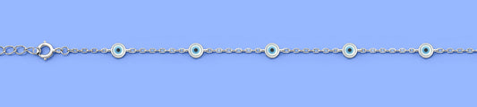 Silver Station Round Stone Anklet