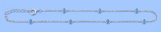 Silver Station Teardrop Stone Anklet