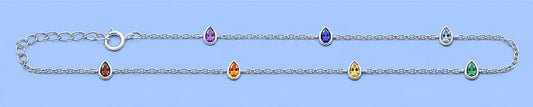 Silver Station Teardrop Stone Anklet