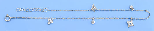 Silver CZ Charm Anklet
