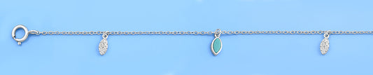 Silver Stone & CZ Anklet
