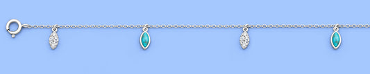 Silver Stone & CZ Anklet