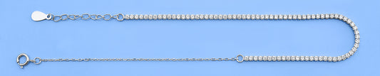 Silver CZ Tennis Anklet