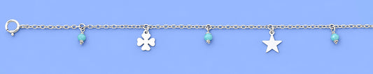Silver Anklet - Clover & Star