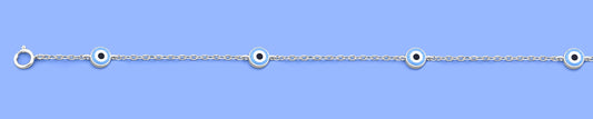 Silver Station Evil Eye Anklet
