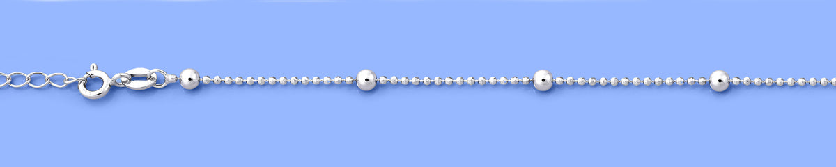 Silver Station Diamond Cut Bead Anklet