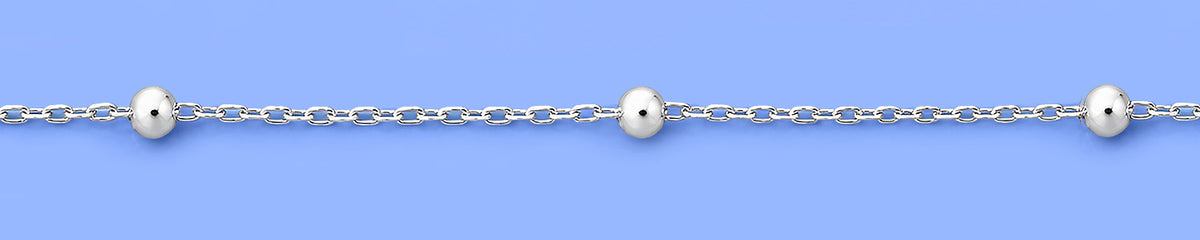 Silver Station Bead Anklet
