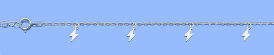 Silver Anklet - Lightning Bolt