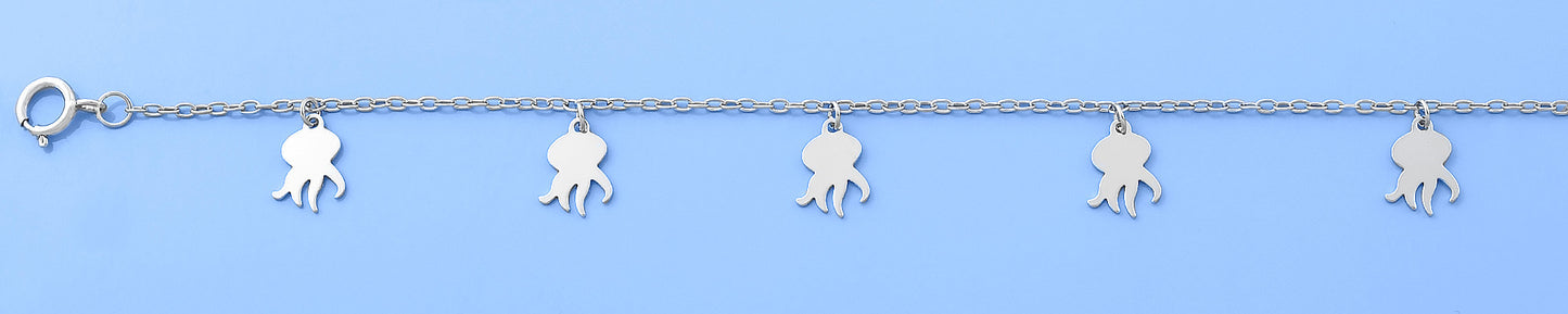 Silver Octopus Charm Anklet