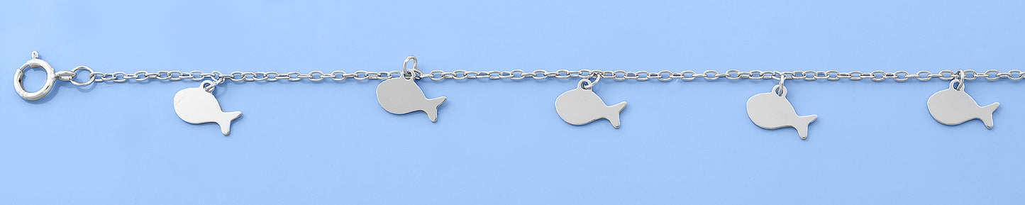 Silver Fish Charm Anklet