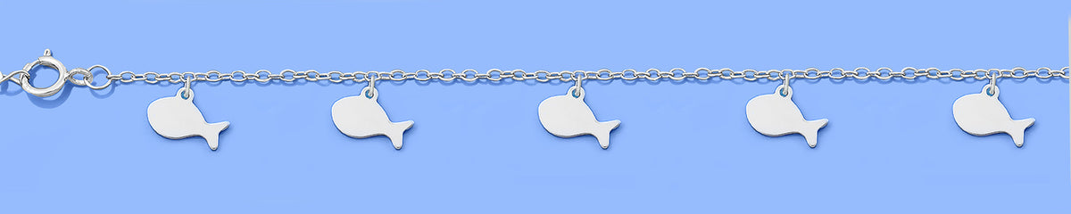 Silver Fish Charm Anklet