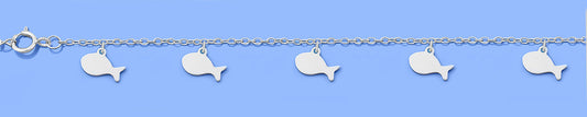 Silver Fish Charm Anklet