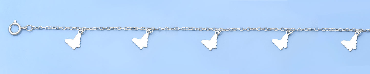 Silver Anklet - Butterflies