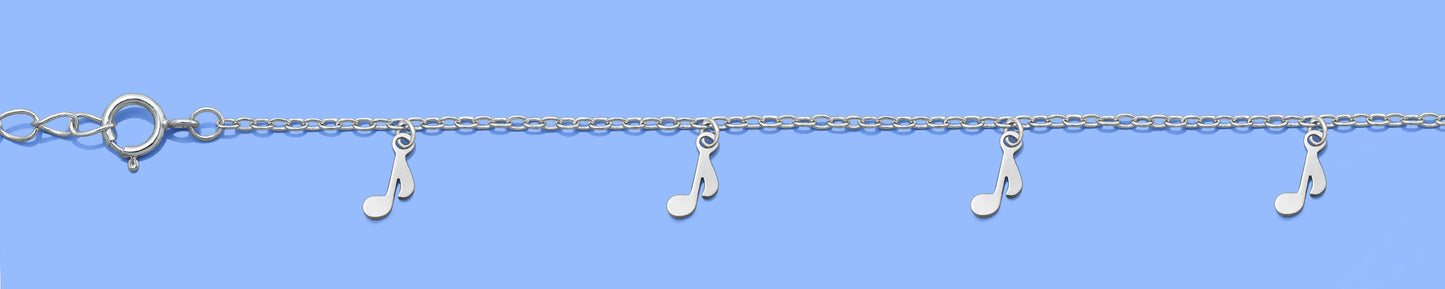 Silver Anklet - Music Notes