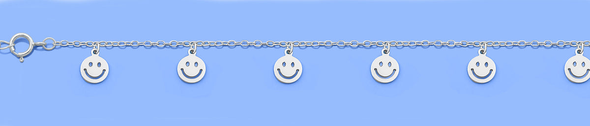 Silver Anklet - Happy Face