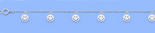 Silver Anklet - Happy Face