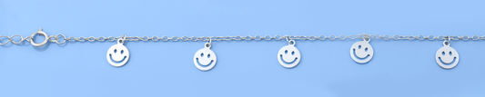 Silver Anklet - Happy Face