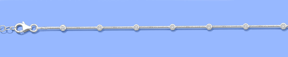 Silver Station Diamond Bead Anklet