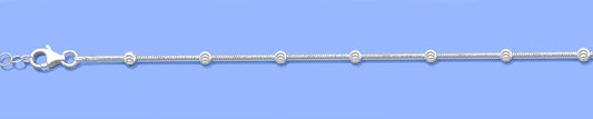 Silver Station Diamond Bead Anklet