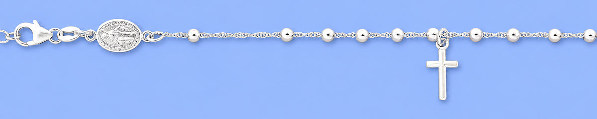Silver Rosary Anklet