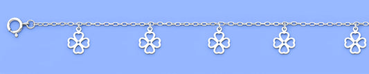 Silver Anklet - Clovers