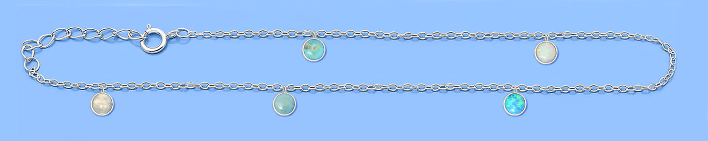 Silver Stone Anklet