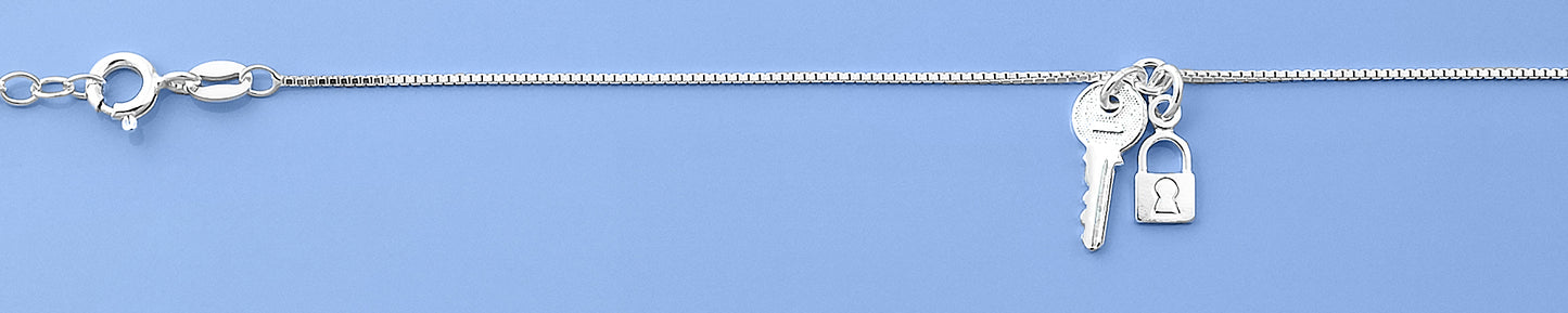 Silver Anklet - Lock & Key