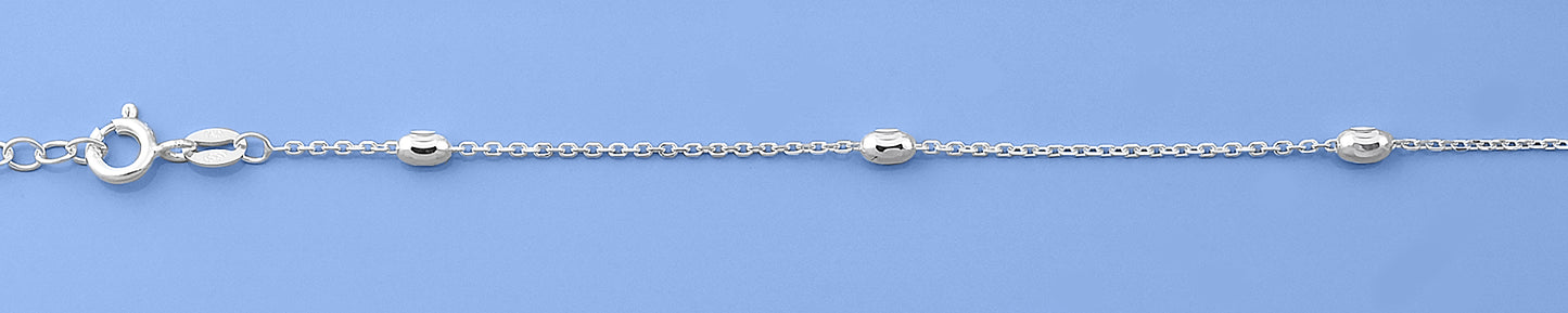 Silver Diamond Cut Bead Anklet