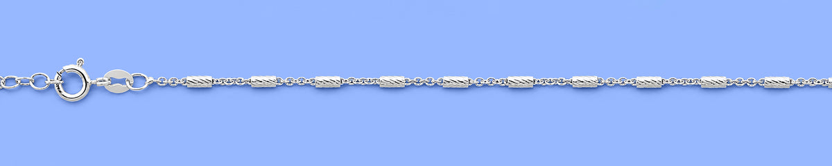 Silver Diamond Cut Station Anklet