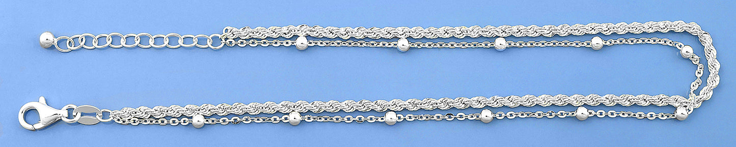 Silver Anklet - Double Chain