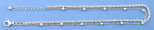 Silver Anklet - Double Chain