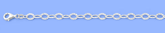 Silver Diamond Cut Oval Link Anklet