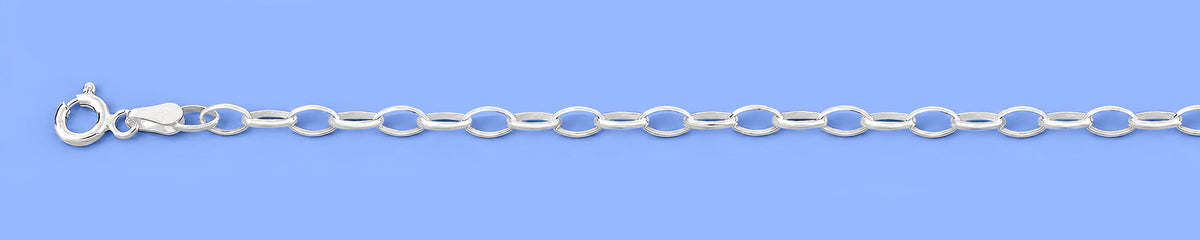 Silver Oval Link Chain Anklet